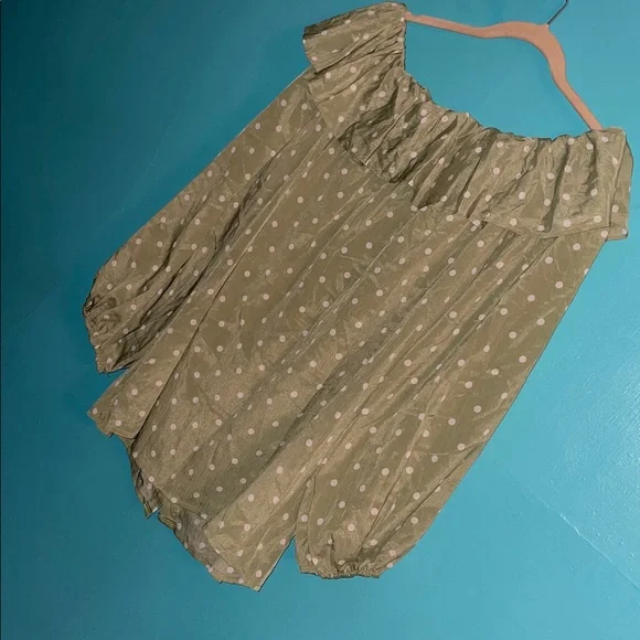 Suzanne Betro Olive Blouse with White Dots - Picture 15 of 16